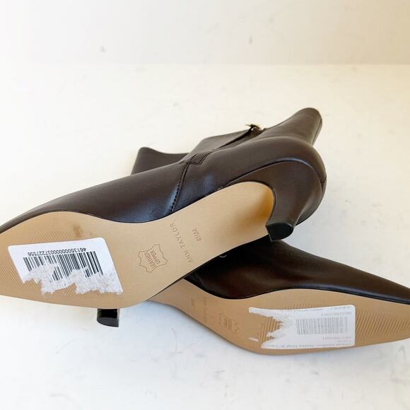 Ann Taylor Leather Skinny Heeled Bootie Boot Brown 8.5 - Picture 5 of 6